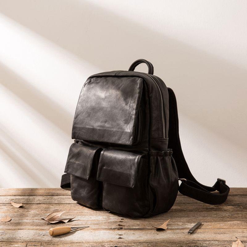 Cool Mens Leather Backpacks Black Travel Backpacks Laptop Backpack