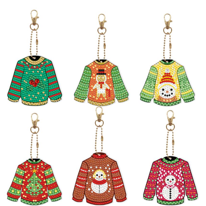 6 pcs DIY Diamond Painting Keychain