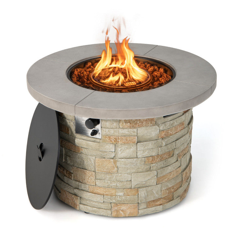 50000 BTU Outdoor 2-in-1 Propane Gas Fire Pit Table with Lava Rock and PVC Cover