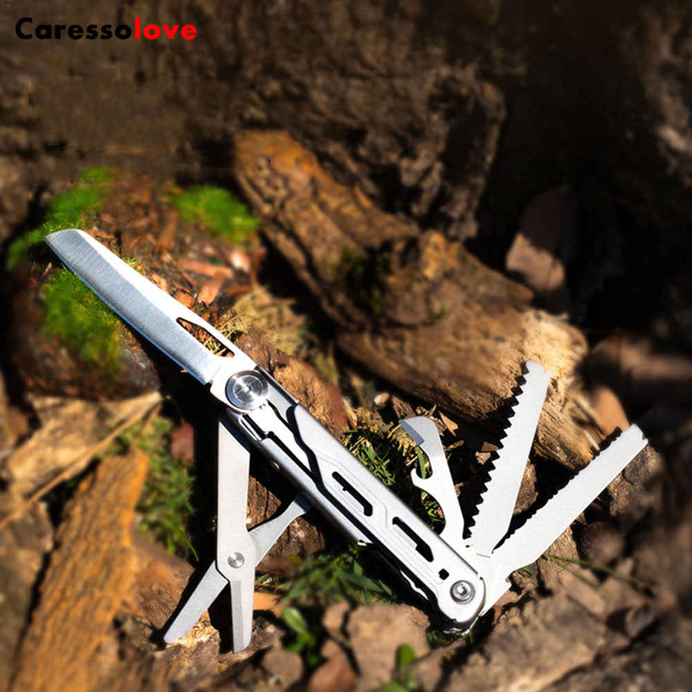 Caressolove 9-in-1 Multitool Pocket Knife With Clip - EDC Multi Tool for Outdoor Adventures