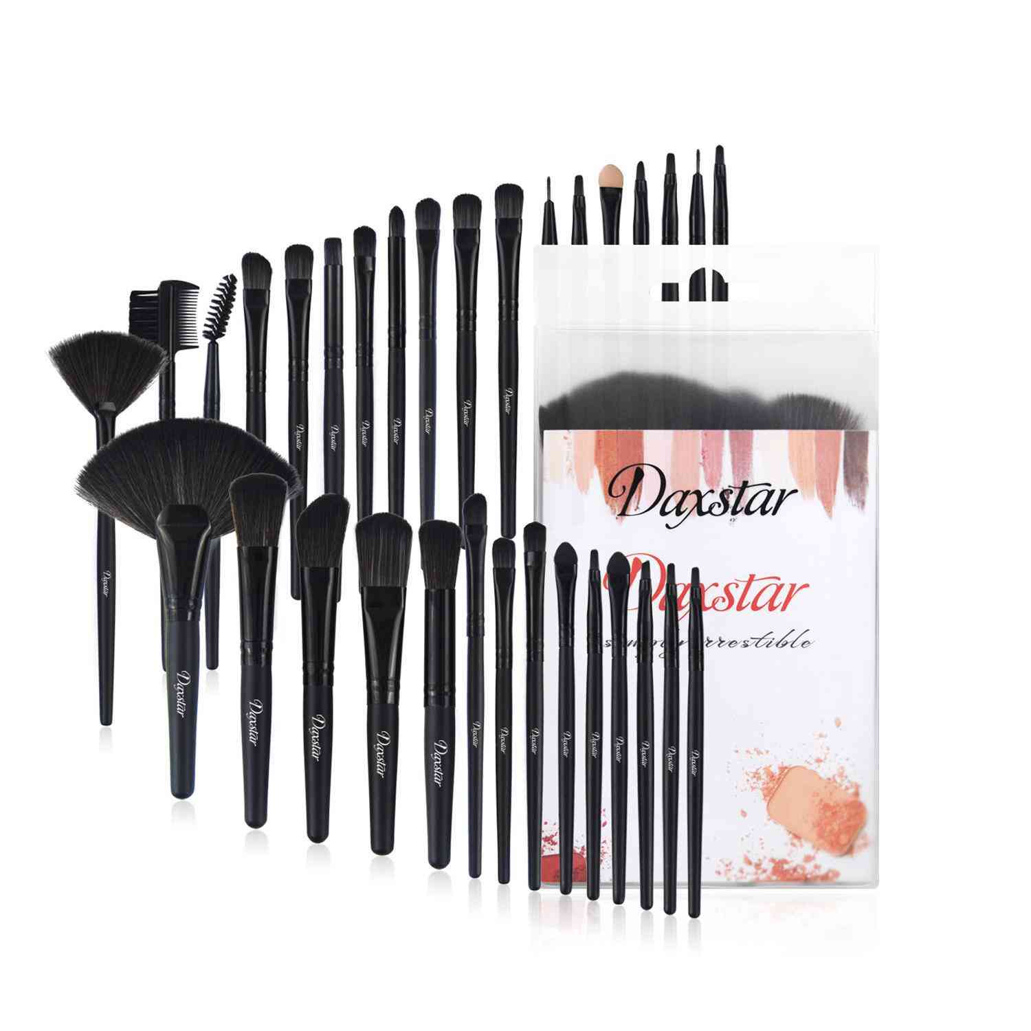 32-Piece Black Makeup Brush Set for Full Face Makeup Application