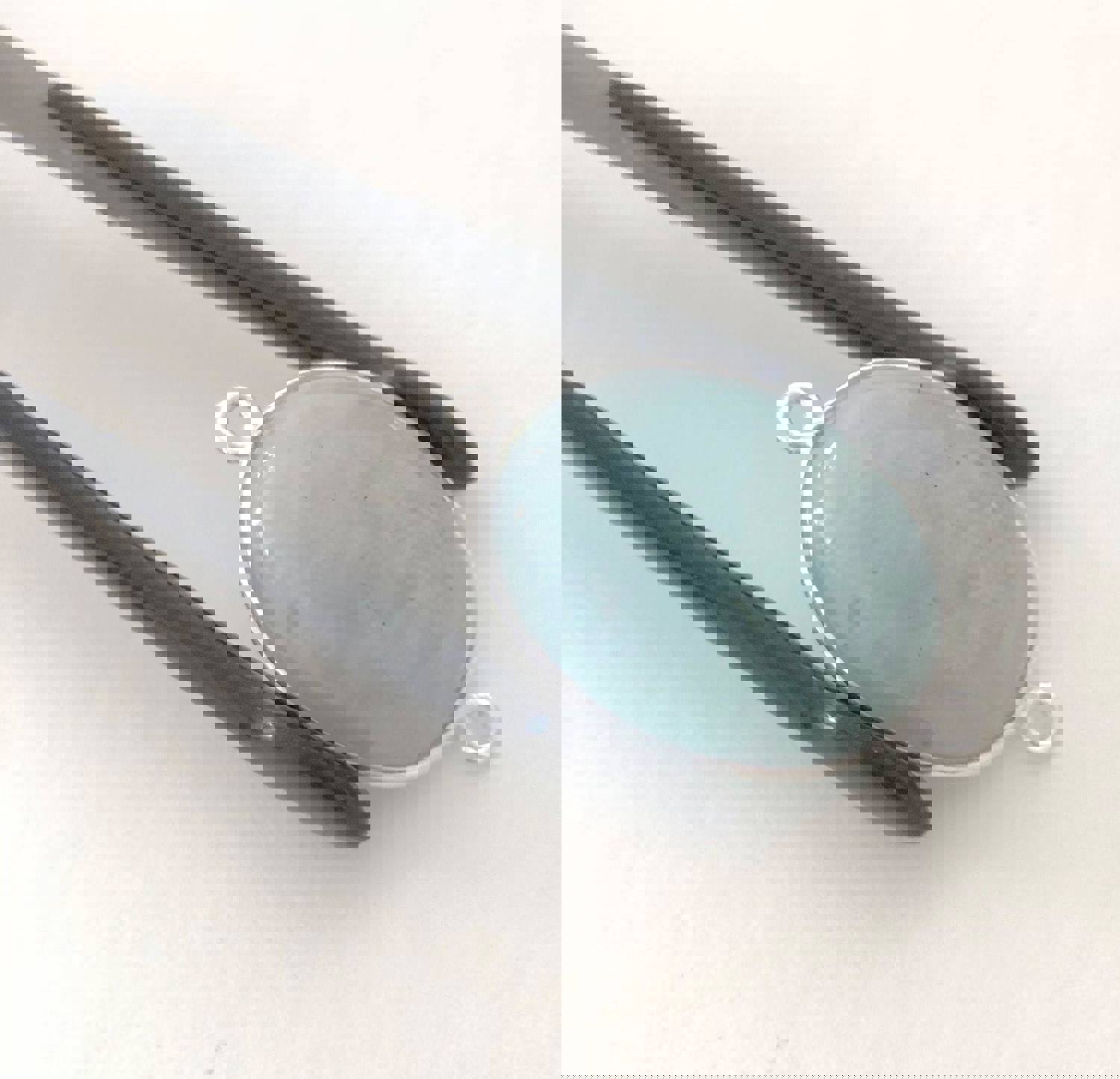 Handmade 925 Sterling Silver Aquamarine Bezel Connector for Jewelry Making