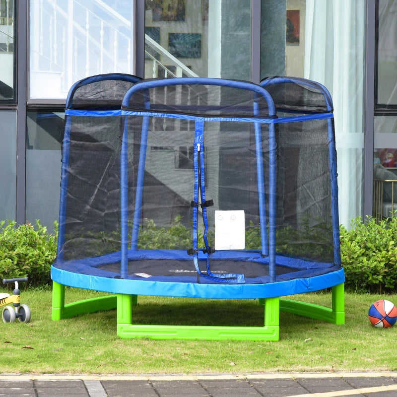 Outsunny 7FT Kids Trampoline with Safety Net Enclosure for Indoor/Outdoor Fun