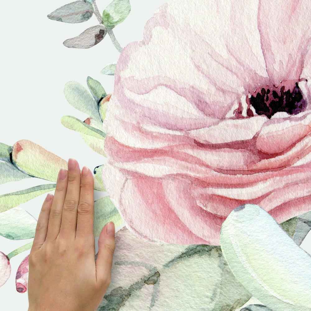 Watercolor Floral Succulents Peel and Stick Giant Wall Decals