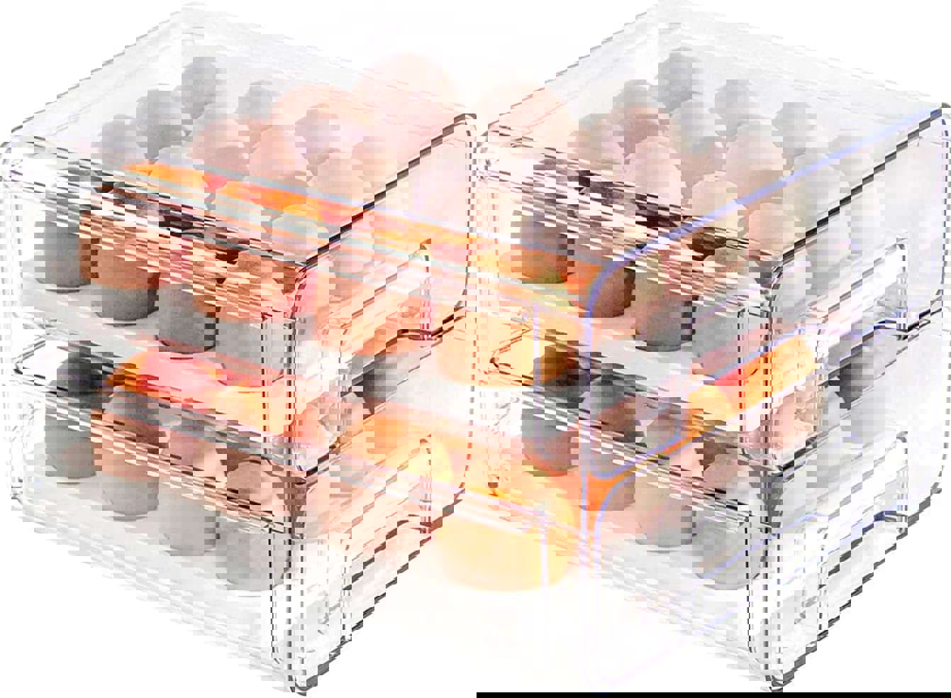 CoopBenPT 32 Grid Egg Holder for Refrigerator - Double Layer Egg Basket with Lids, Multifunctional Food Organizer