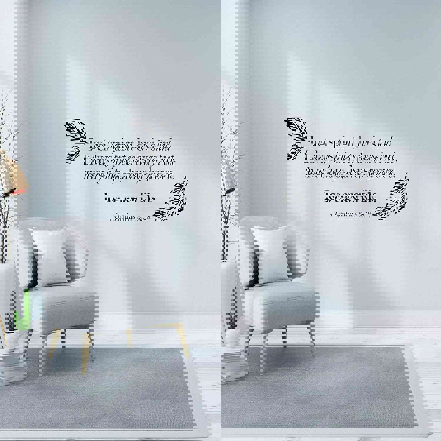 Religious Quotes Vinyl Wall Sticker - Love Is Kind Corinthians Bible Verse Decal