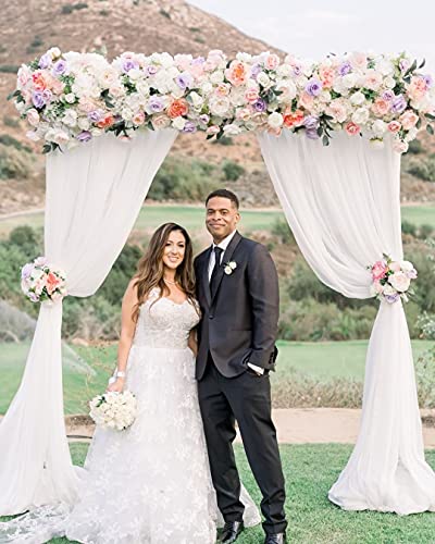 White Backdrop Curtain Drapes 10ft by 8ft Romantic Sheer Chiffon Fabric Background Wedding Backdrop