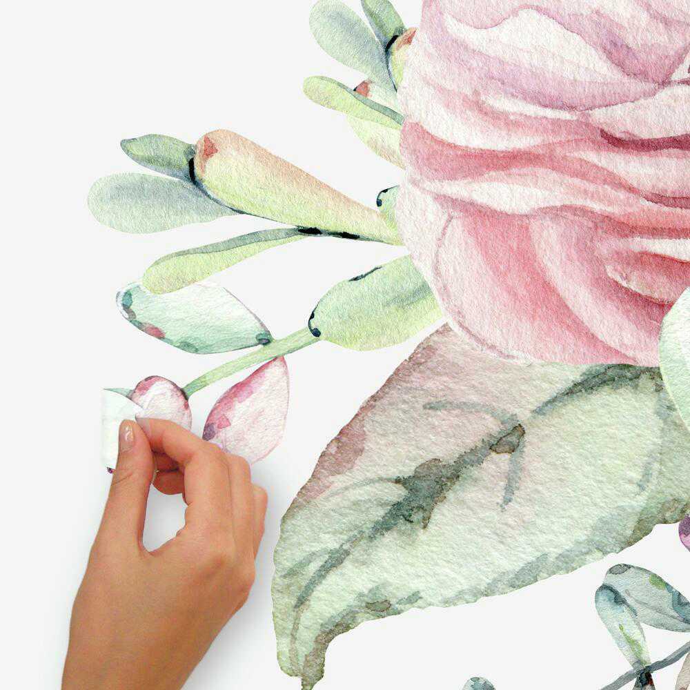 Watercolor Floral Succulents Peel and Stick Giant Wall Decals