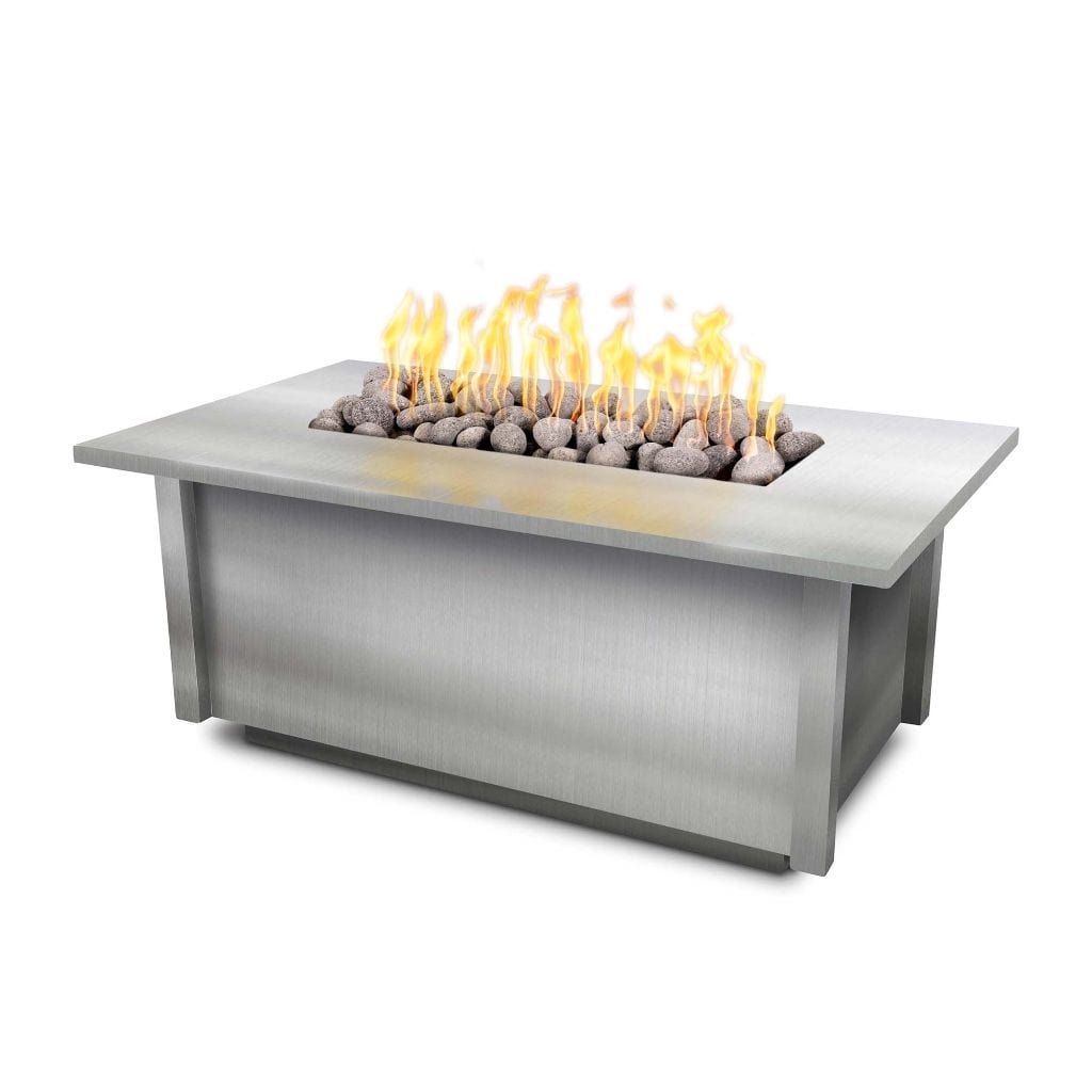 The Outdoor Plus Salinas Rectangular Fire Table - Stainless Steel