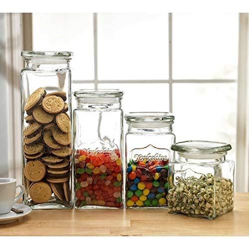 4-Piece Glass Canister Set with Airtight Lids for Kitchen & Bathroom Storage