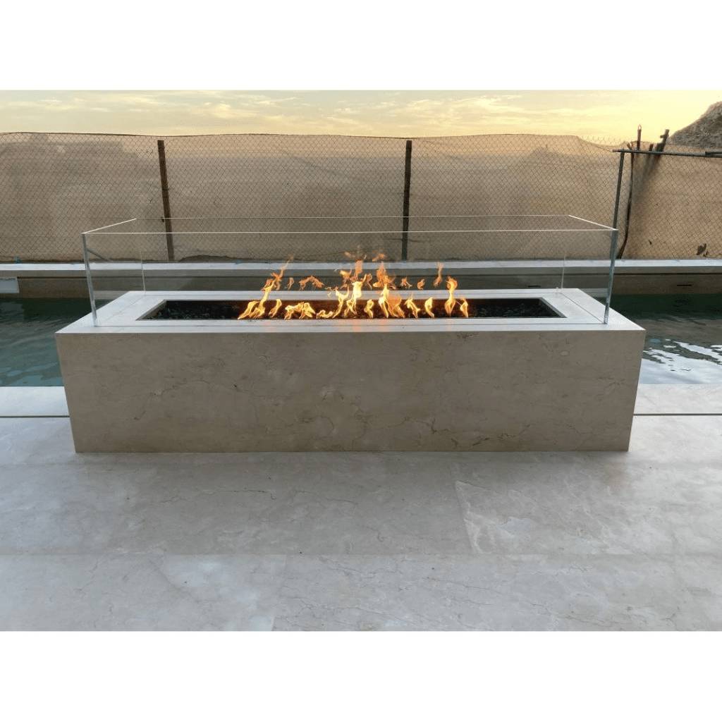 Outdoor Plus 90 Cabo Linear GFRC Concrete Rectangle Natural Gas Fire Pit