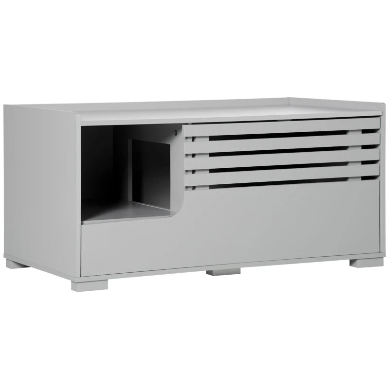 PawHut Adjustable Cat Litter Box Enclosure with Magnetic Doors, Multi-Functional Side Table for Indoor Use