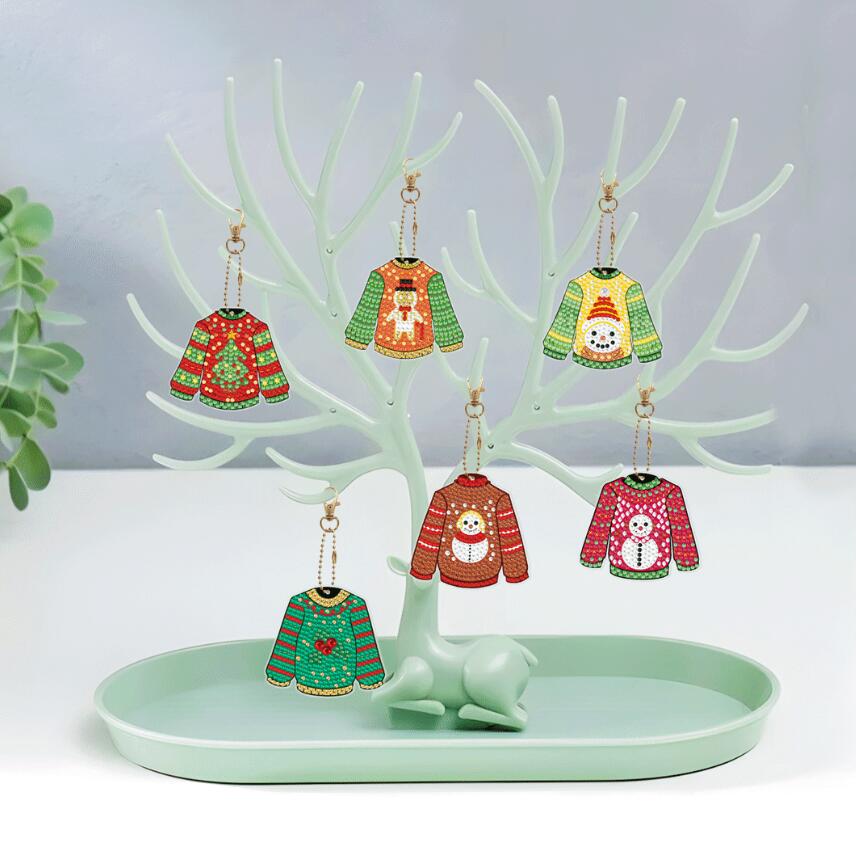 6 pcs DIY Diamond Painting Keychain