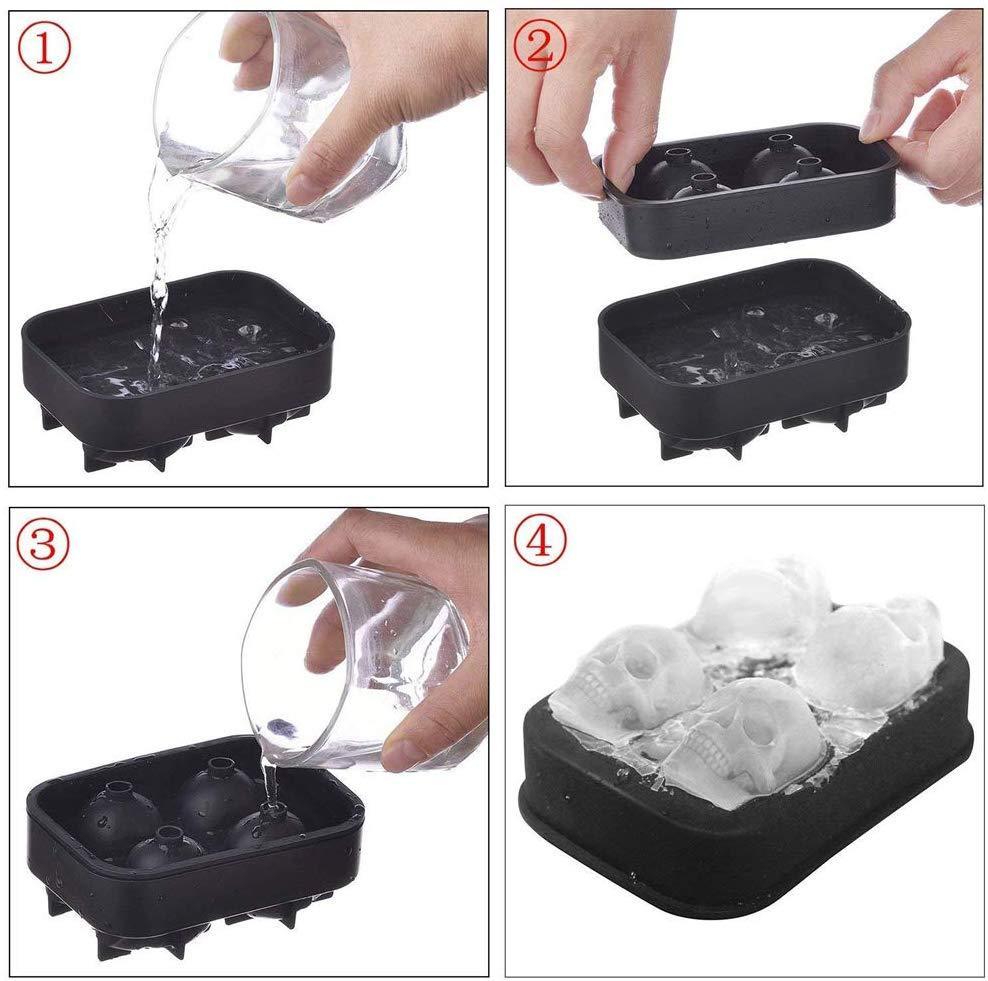 2 Pack 3D Silicone Skull Mold for Ice Cubes, Candy, and Chocolate