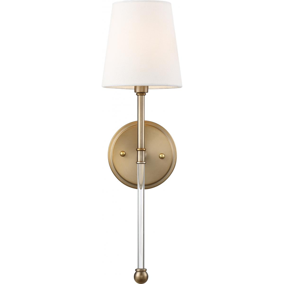 OLMSTEAD 1 Light Wall Sconce with White Linen Shade - Burnished Brass Finish