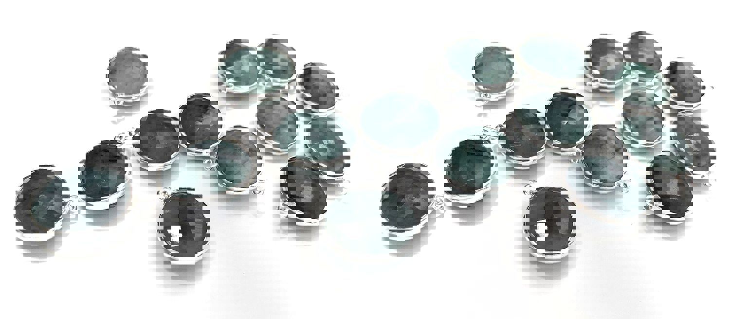 5Pcs Sterling Silver Emerald Gemstone Charms for DIY Jewelry Making - May Birthstone