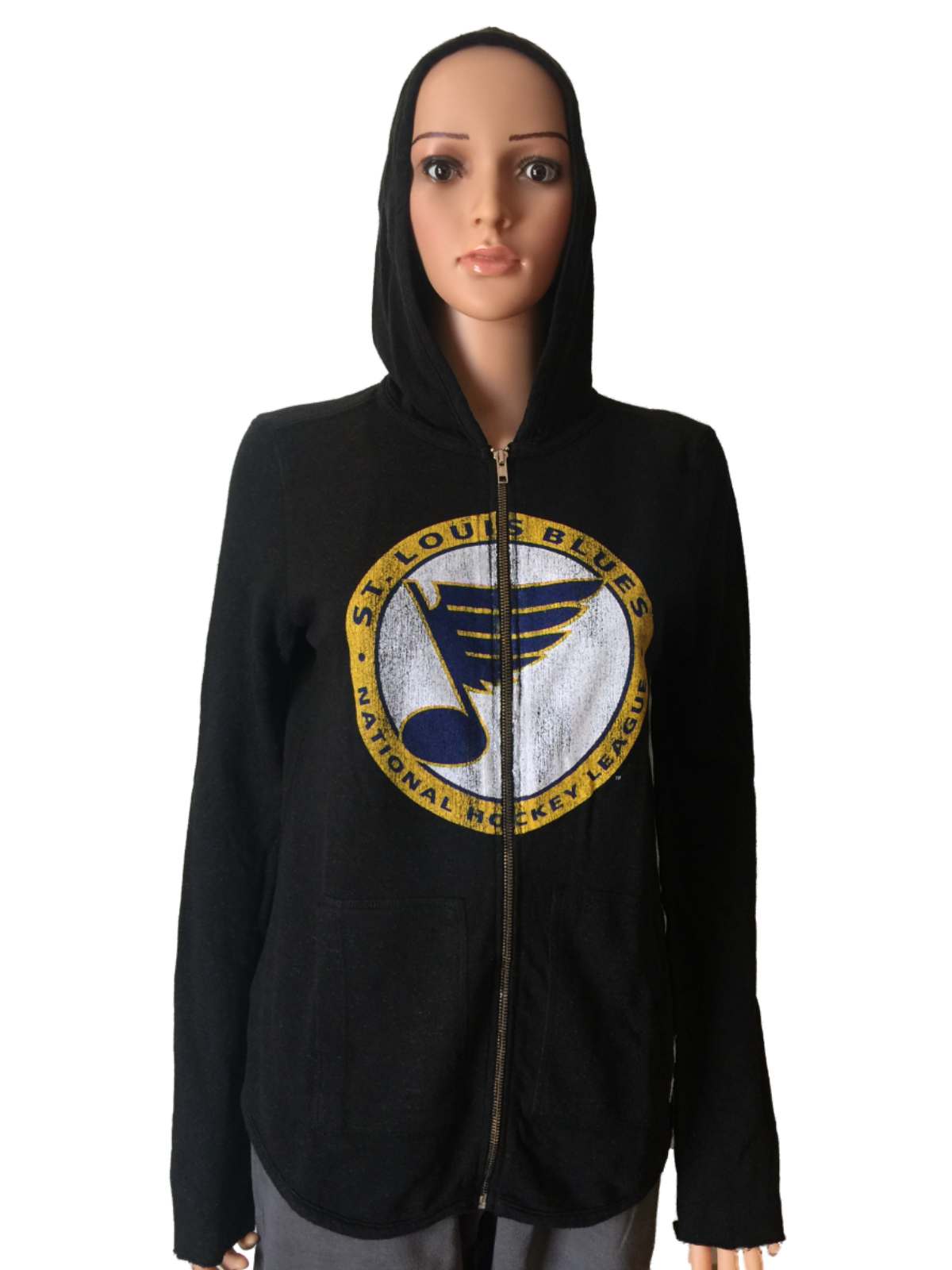St. Louis Blues Retro Brand Women's Black Quad Blend Full Zip Hoodie Jacket
