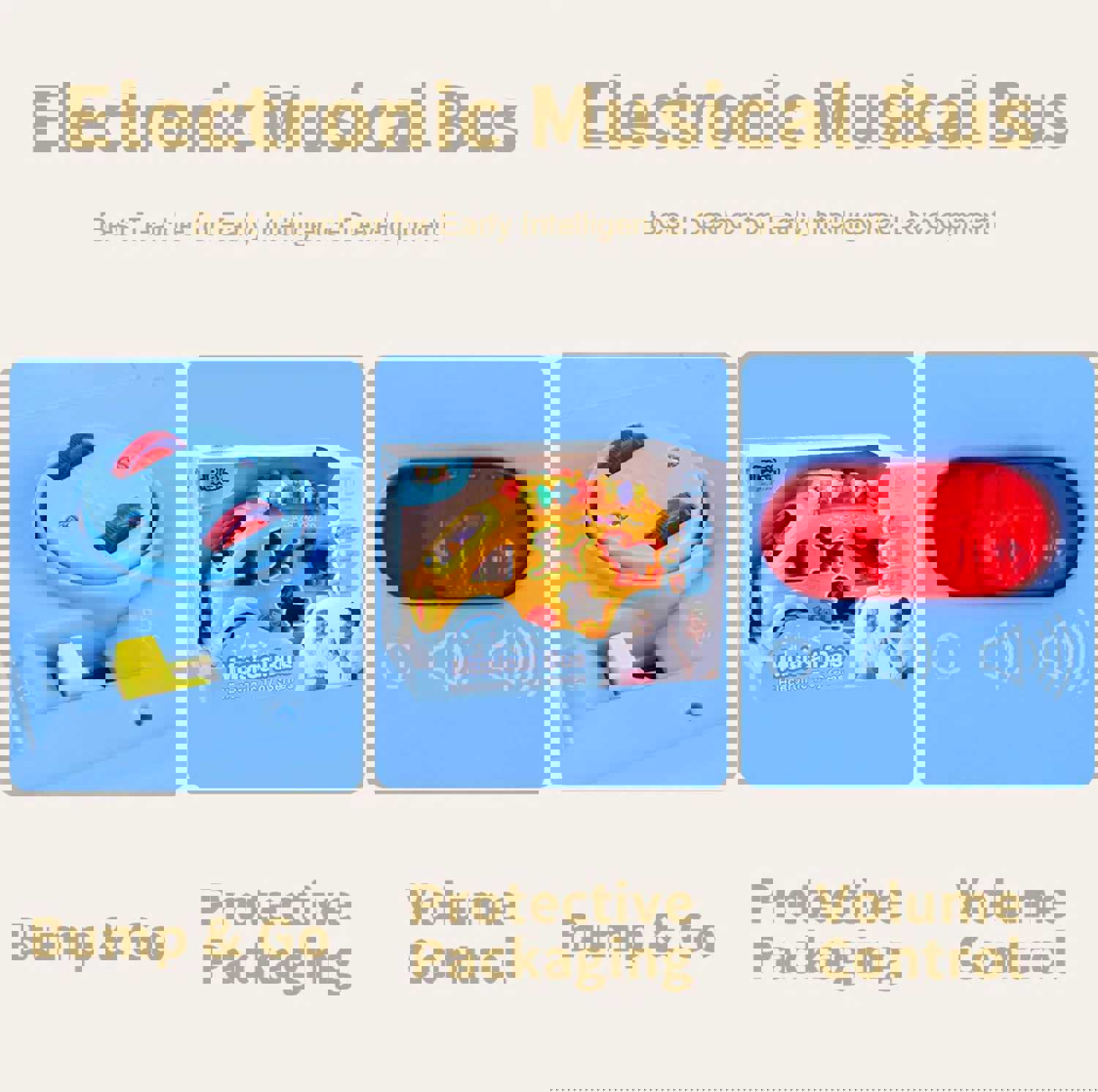 Electronic Musical Bus 3D Animal Matching Car Baby Sensory Toy