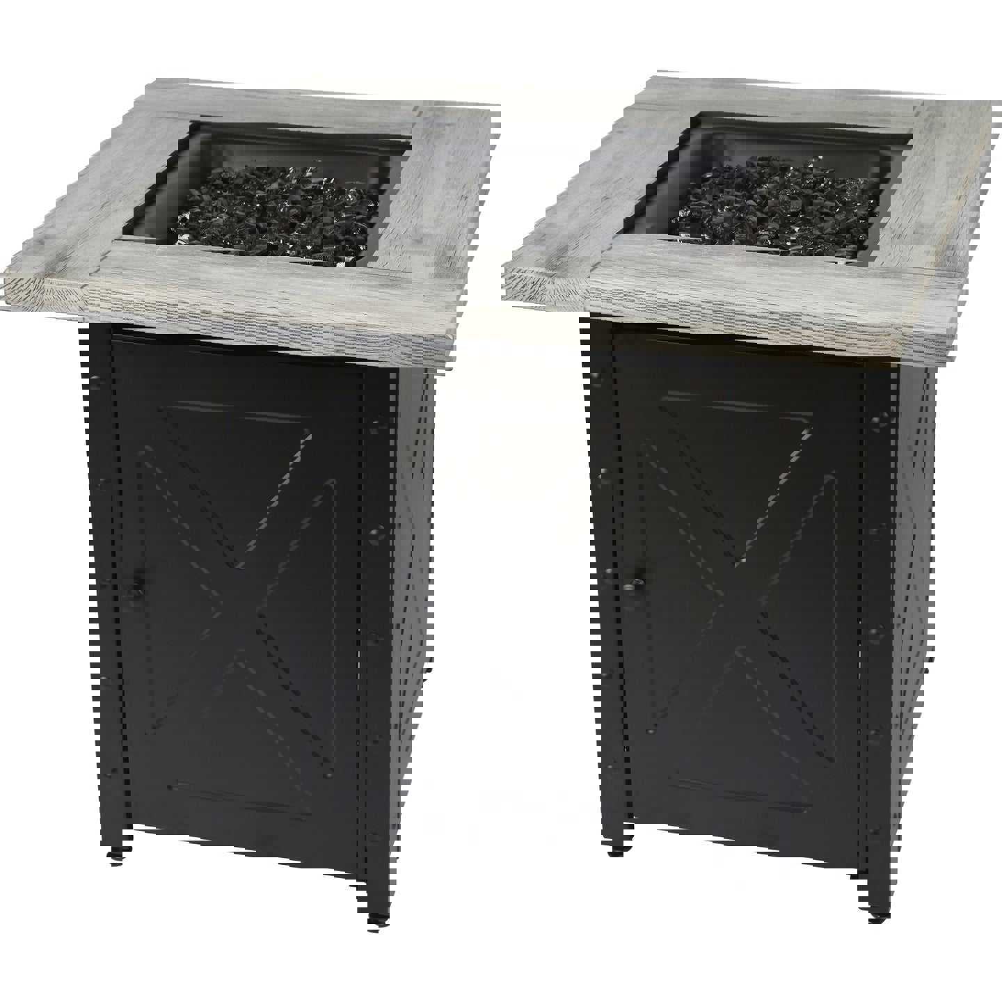 Endless Summer The Mason, 30 Square Gas Outdoor Fire Pit with Printed Wood Look Cement Resin Mantel