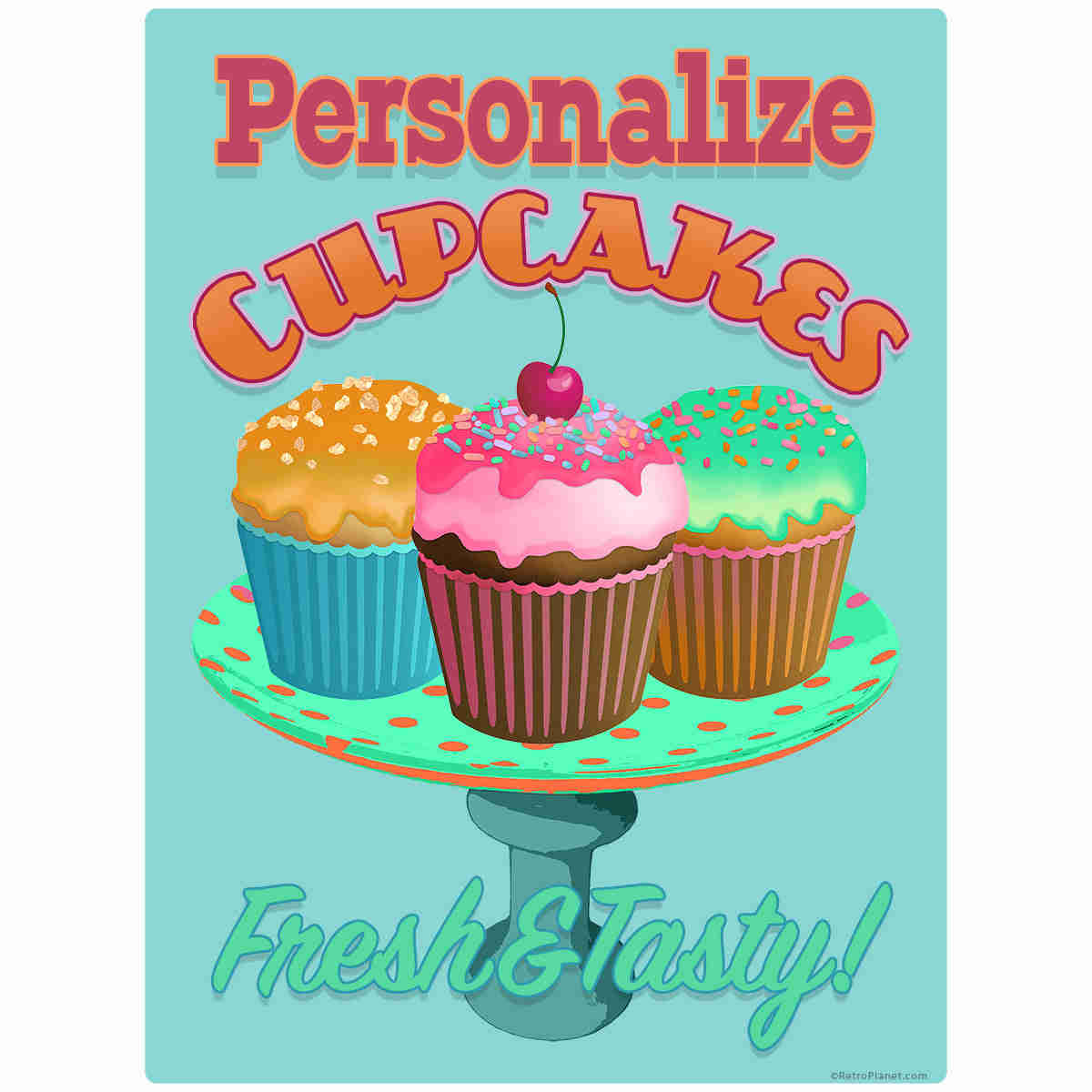 Personalized Fresh And Tasty Cupcakes Vinyl Stickers Set of 10