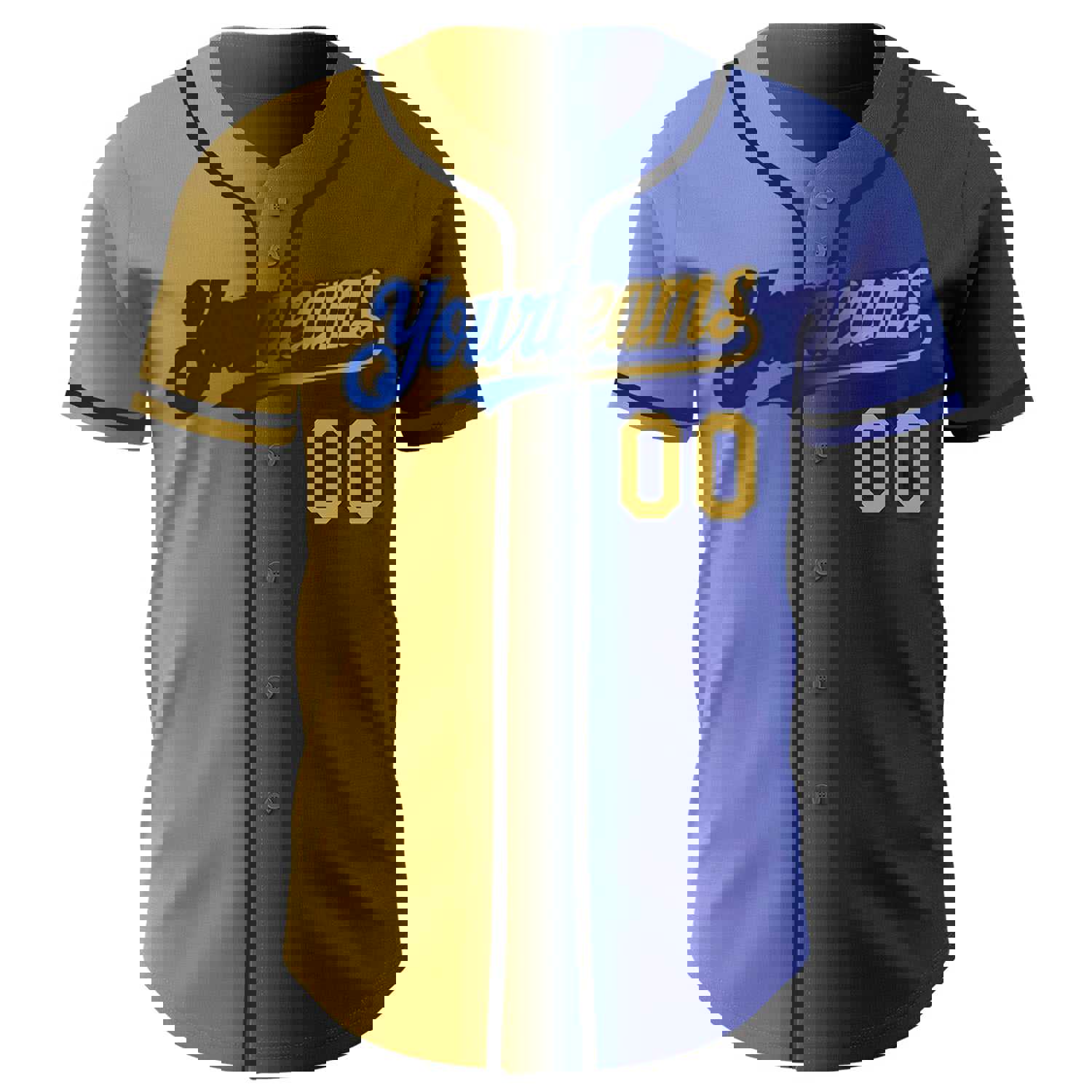 Custom Royal Old Gold-Black Authentic Gradient Fashion Baseball Jersey