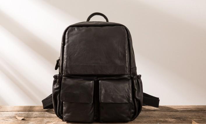 Cool Mens Leather Backpacks Black Travel Backpacks Laptop Backpack
