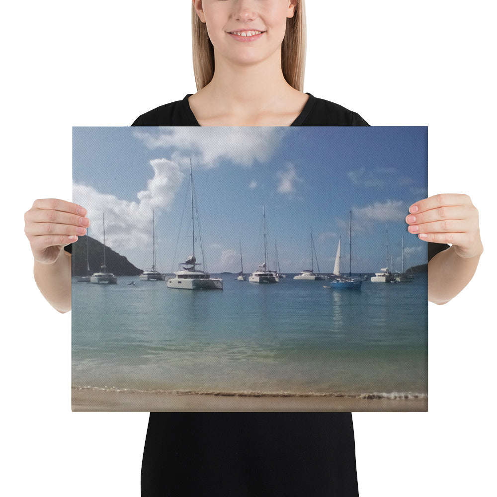 St. Vincent and the Grenadines Canvas Wall Art - Sailboats in Mayreau