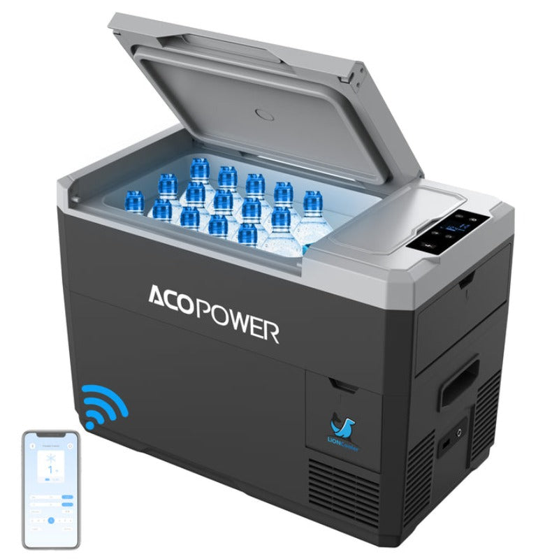 LiONCooler Mini Solar Powered Portable Car Fridge Freezer 29 Quarts Efficient Off-Grid Refrigerator