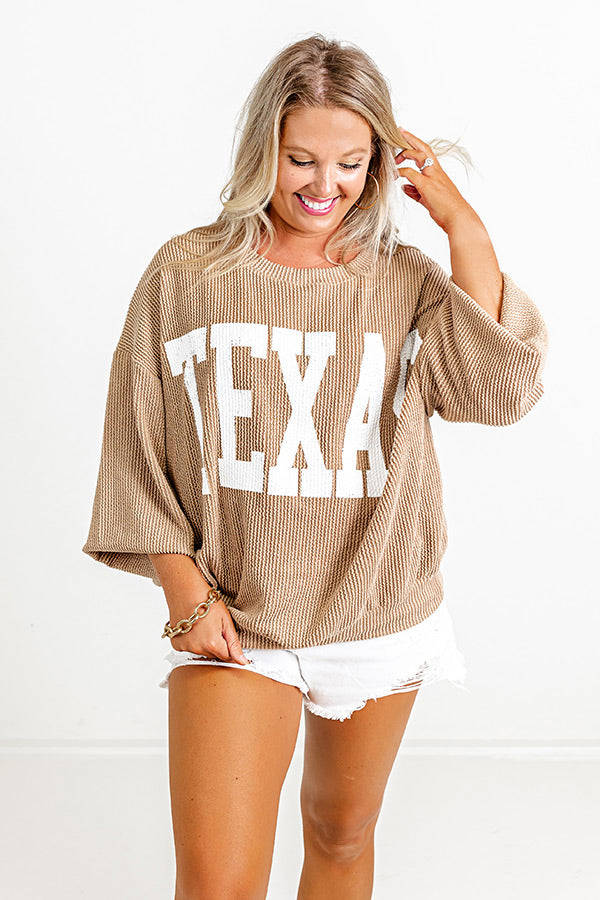 Texas State Pride Sweatshirt in Light Khaki