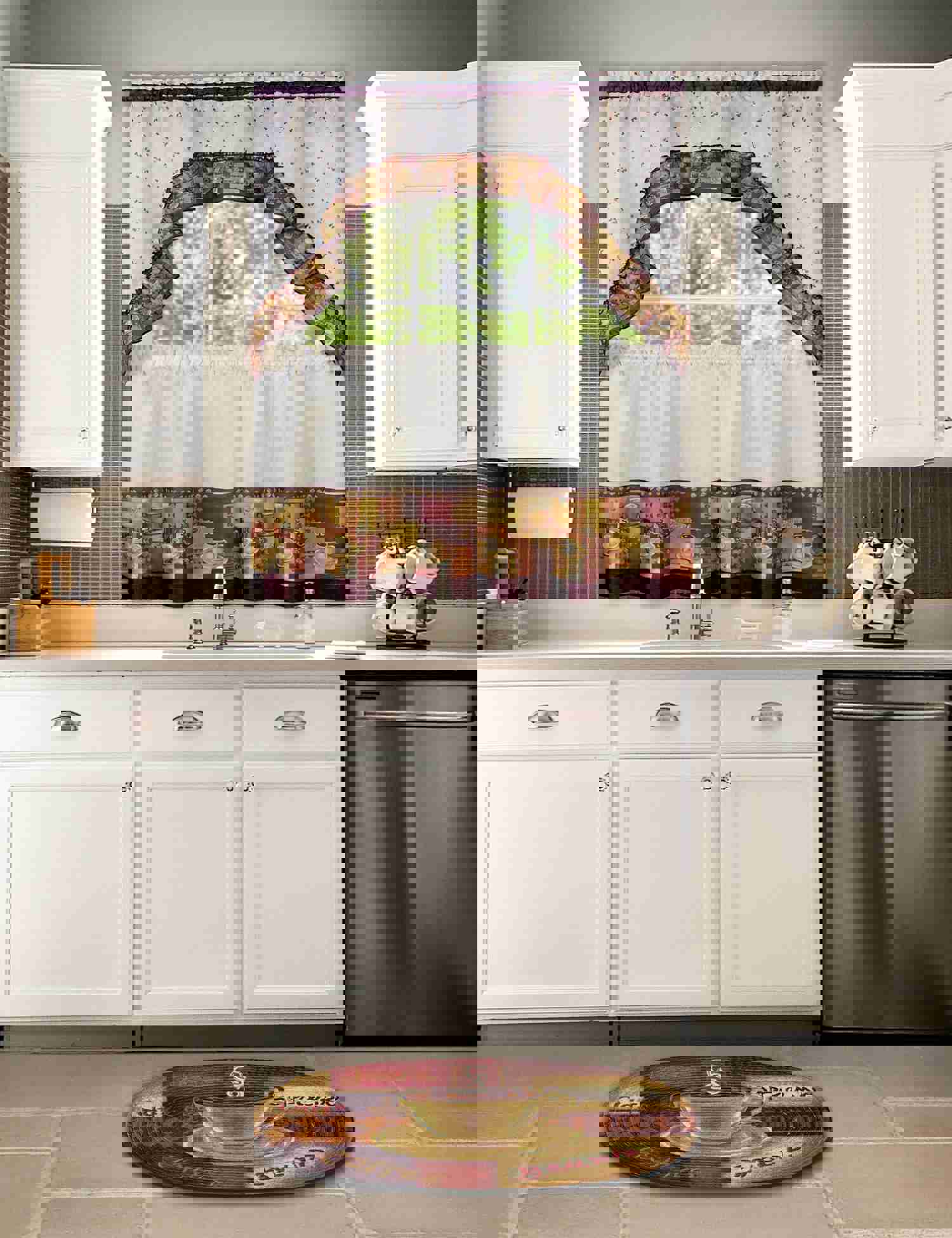 Achim Home Furnishings Coffee Tier And Swag Kitchen Curtain Set, 57 By 36-Inch, Brown