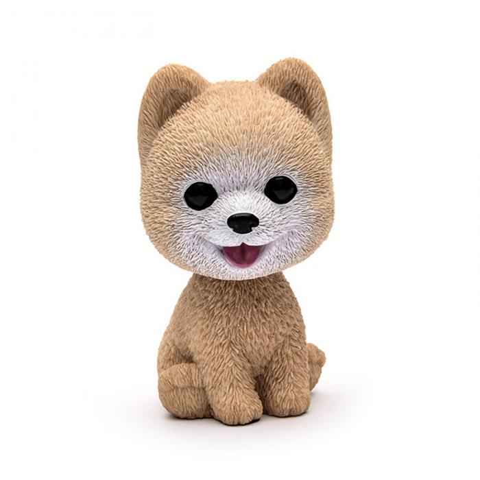 9cm Husky Teddy Pomeranian Car Shake Head Dog Ornament - Cute Nodding Decoration Gift for Car Interior, Home, and Room