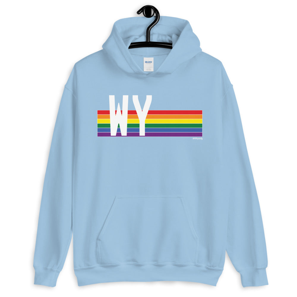 Wyoming Pride Retro Rainbow - Unisex Hoodie