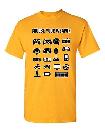 New Choose Your Weapon Gamer Game Controller Nerd Funny DT Adult T-Shirt Tee