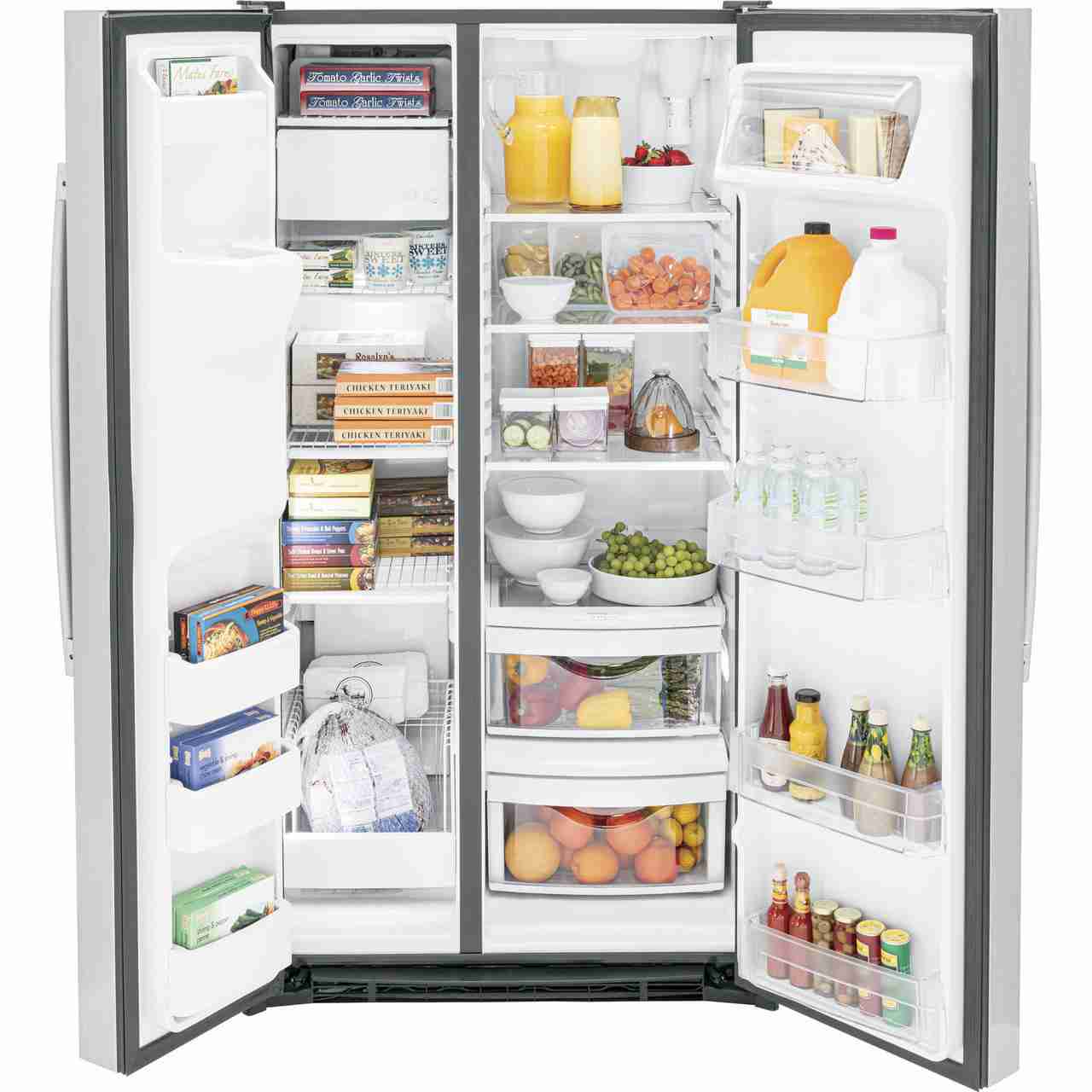 GE 36-inch, 25.3 cu. ft. Side-by-Side Refrigerator with Water and Ice Dispenser GSS25GYPFS