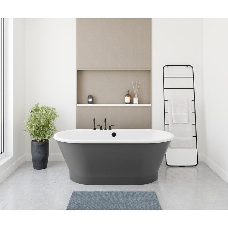 Freestanding Tub Brioso 66 x 36 x 23 Inch 2 Piece Center Drain Thunder Gray Oval