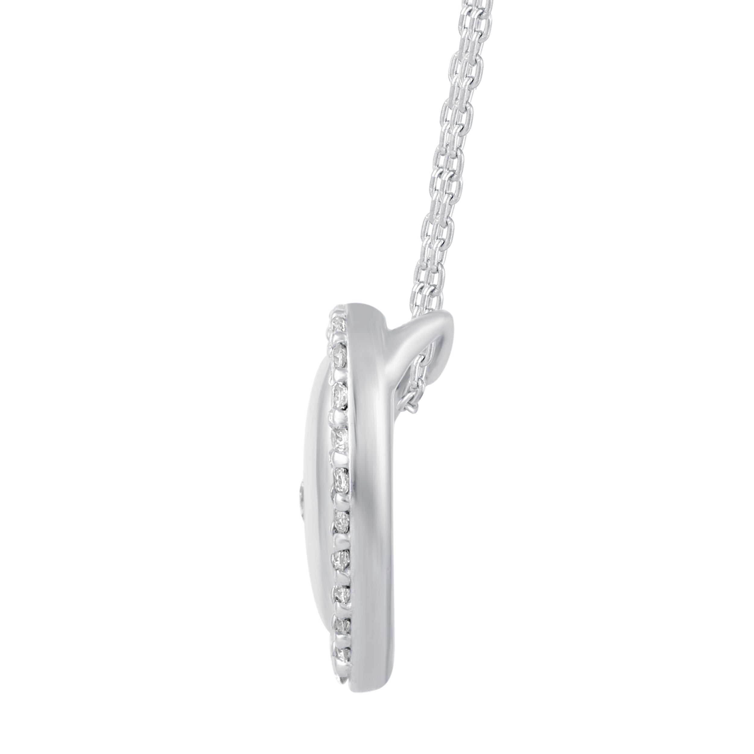 1/5 CT TW Diamond Puff Halo Heart Pendant in 925 Sterling Silver