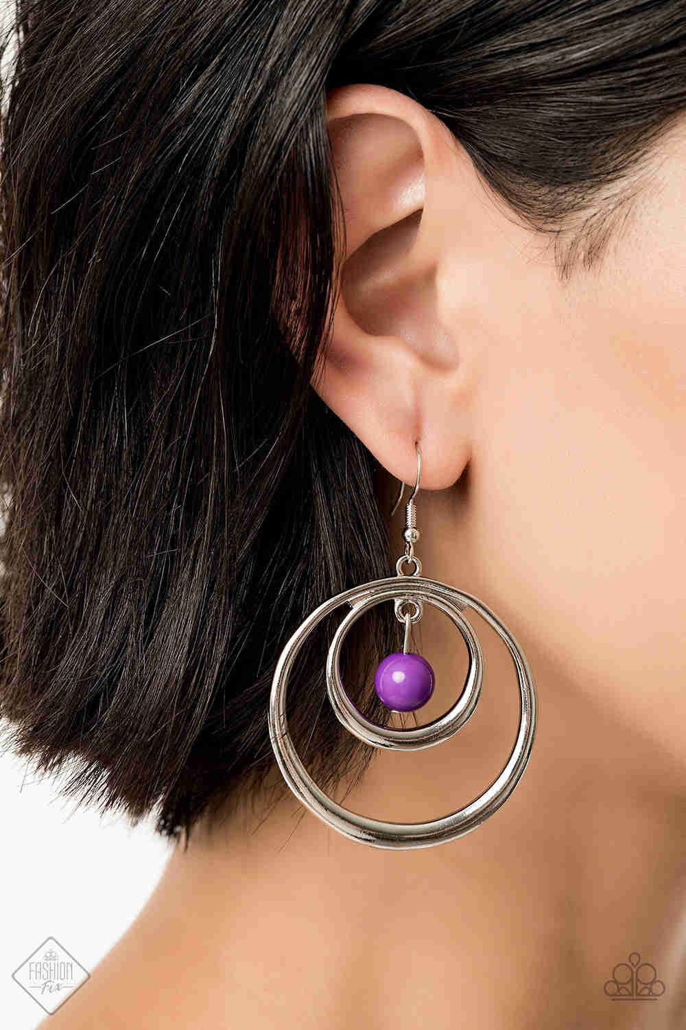 Paparazzi Diva Pop - Purple Earrings - Trendy Double-Hoop Style