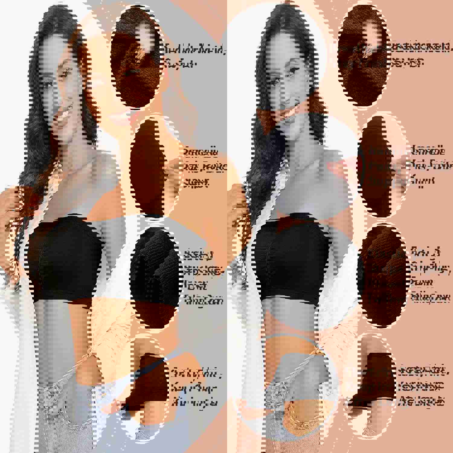 BETTYBRA® Women Bandeau Bra Padded Strapless Bralette Bra Seamless Bandeau Tube Top Bra (BUY 1 GET 2 FREE)