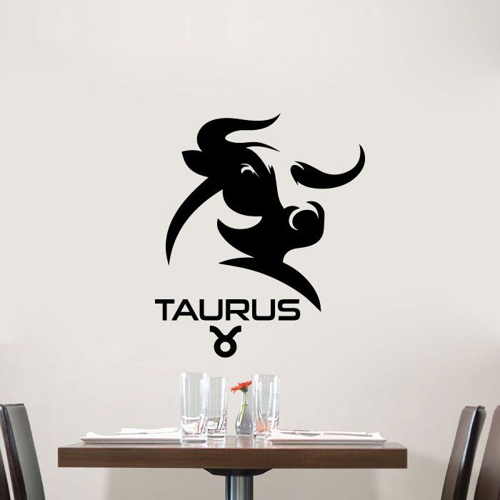 Horoscope Vinyl Wall Art Sticker Decal - Taurus Bull Emblem Symbol Earth Sign