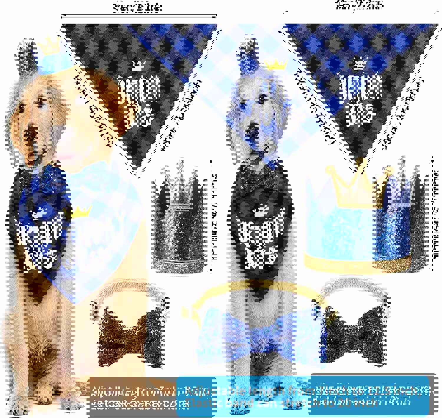 Selemoy Dog Birthday Party Supplies Set with Hat, Bandana, Bow Tie, and Decorations