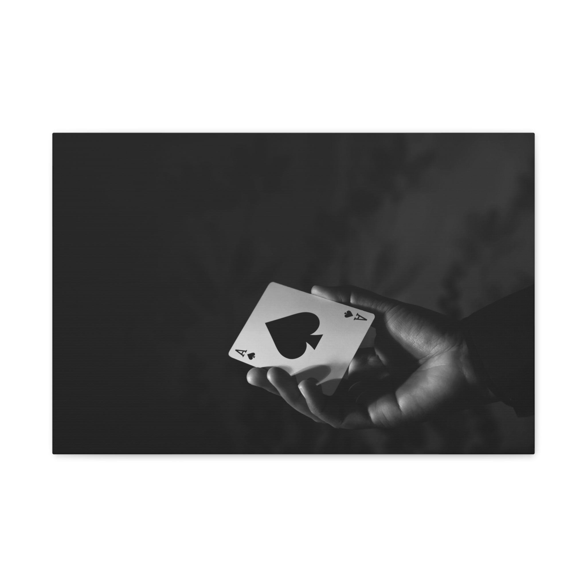 Ace of Spades In Hand Playing Card Canvas Wall Art - Ready-to-Hang Home Decor