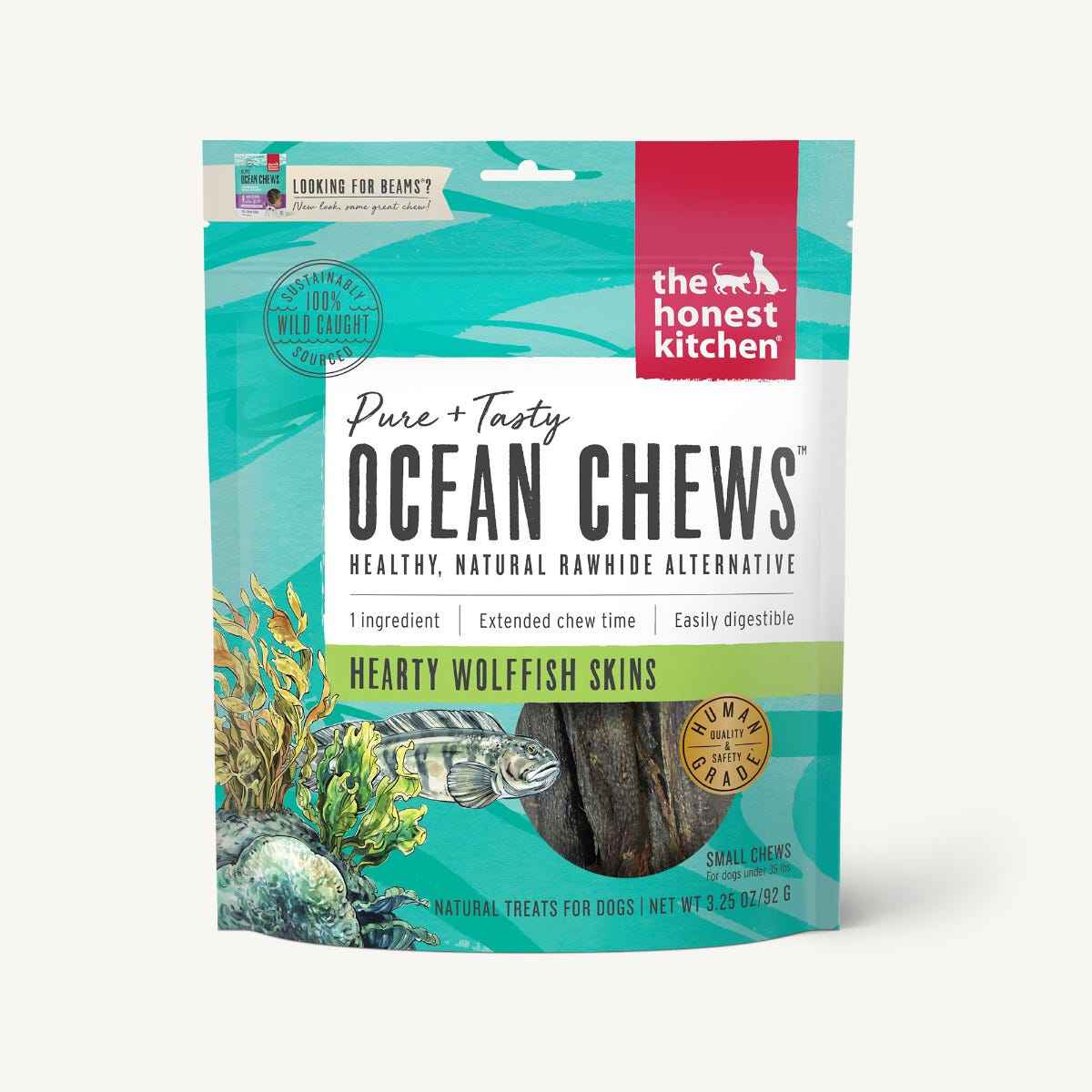 Honest Kitchen Dehydrated Wolffish Skins Ocean Chews for Dogs