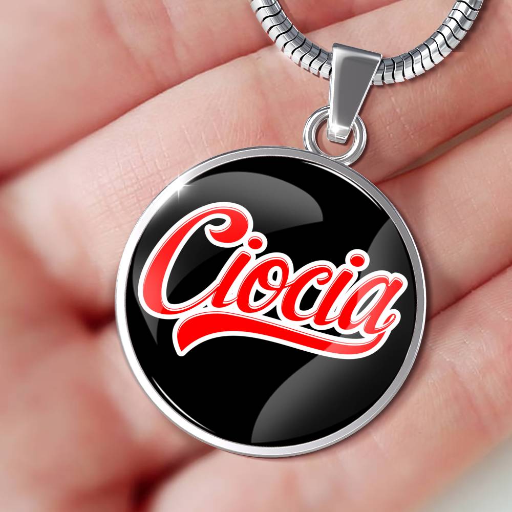 Ciocia Black Circle Pendant Necklace - Adjustable & Engravable