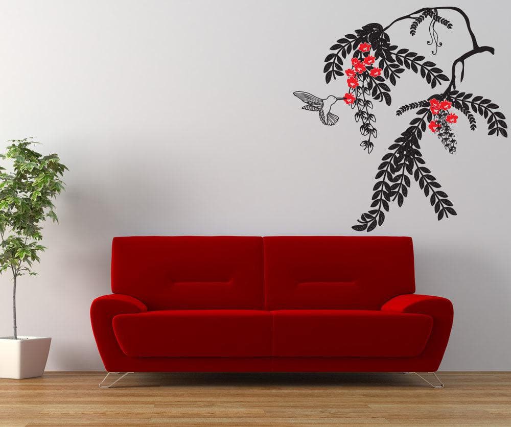 Vinyl Wall Decal Sticker Hummingbird and Plant #OS_DC677