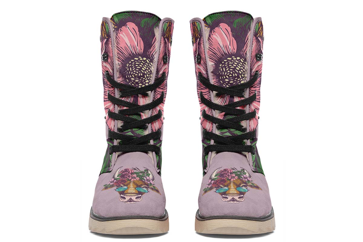 Floral Cow Polar Vibe Boots