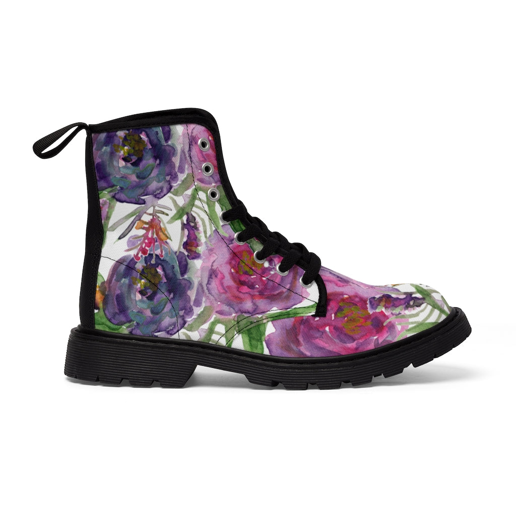 Rose Flower Print Women's Boots - Vintage Style Winter Boots for Ladies