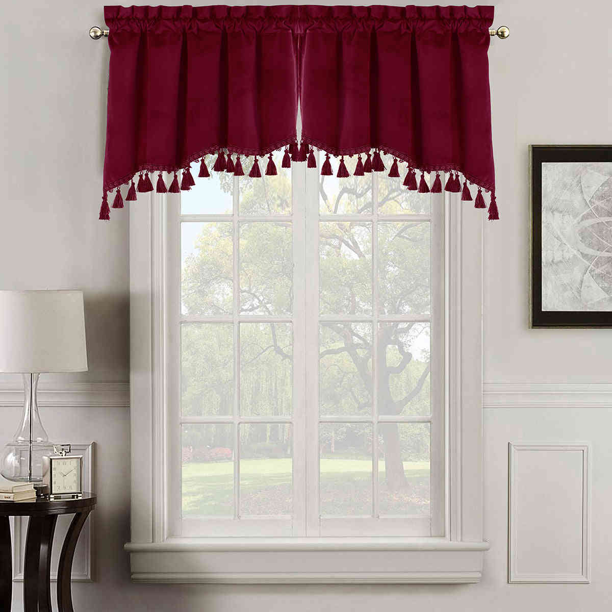 Heavyweight Velvet Swag Valance 70”W x 30”L - Elegant Window Drape with Tassels