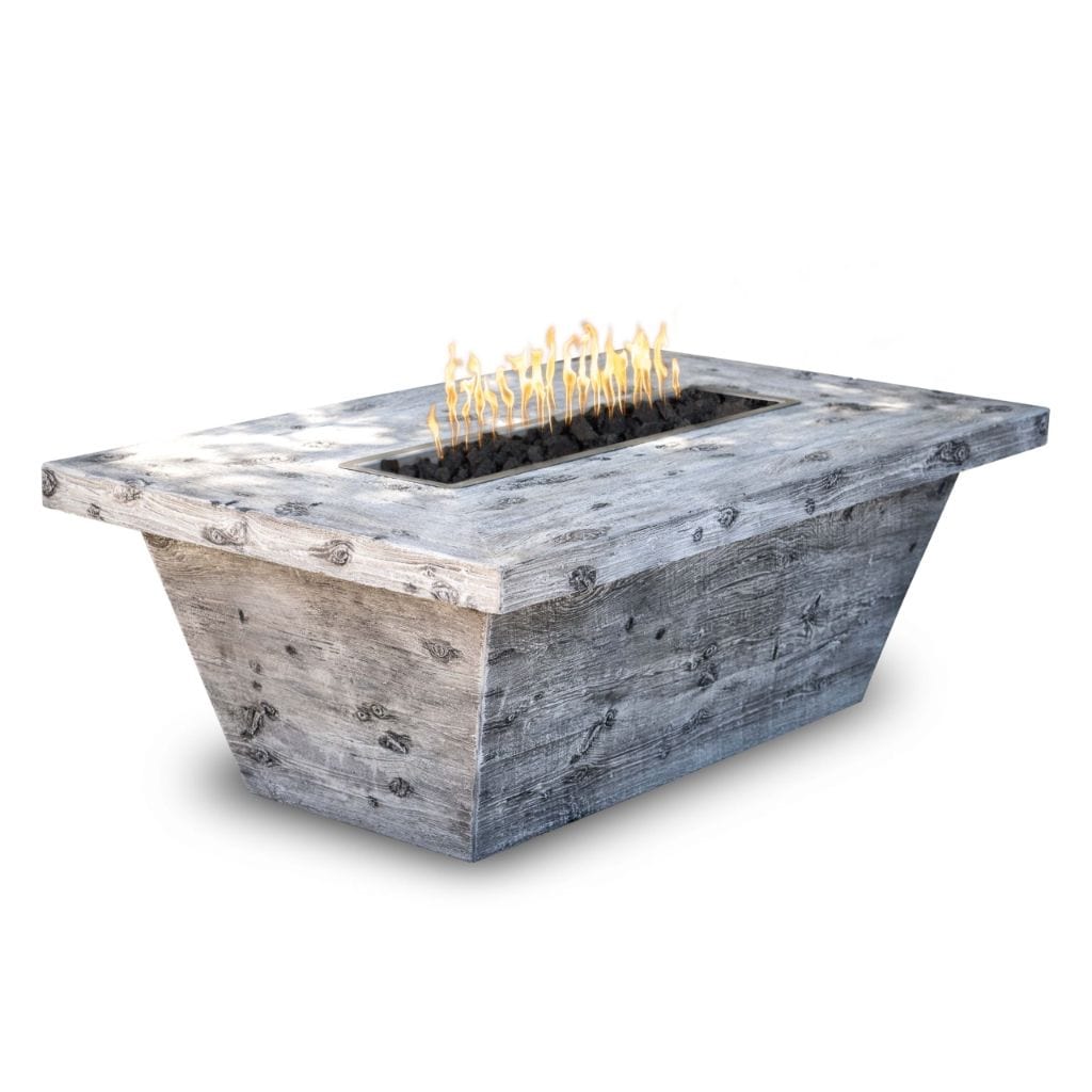 The Outdoor Plus 60 Carson GFRC Wood Grain Concrete Rectangle Gas Fire Pit - 24" Tall