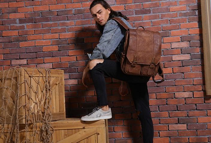 Cool Brown Men's Leather Backpack - Travel & Laptop Backpack