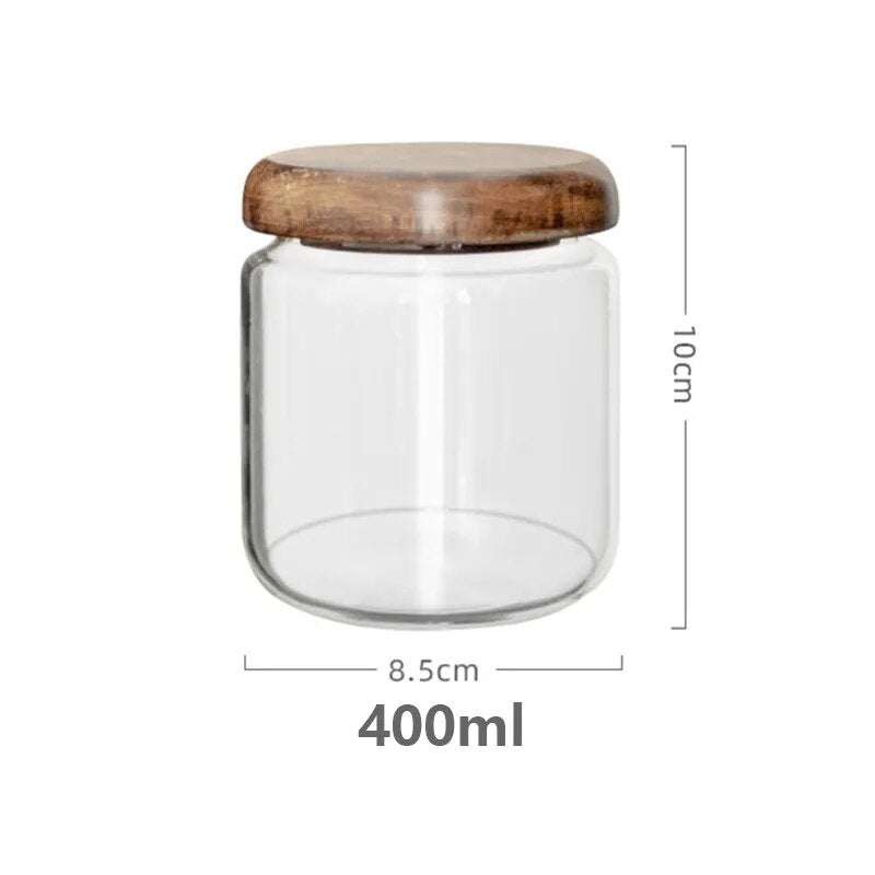 Wilder Collection Acacia Wood & Glass Sealable Food Storage Jars